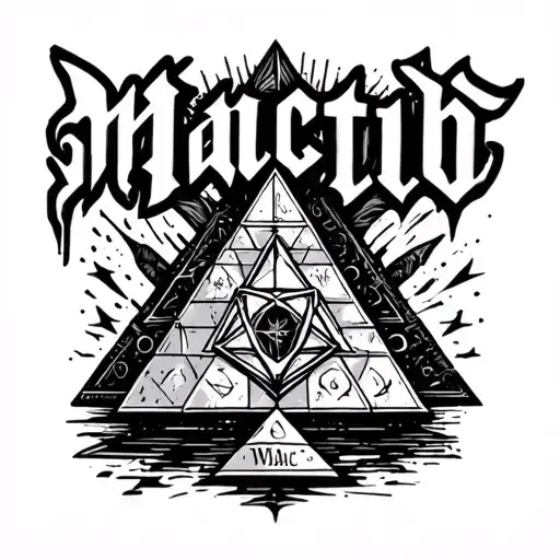"Mactub " alchemist, pyramid, tattoo design idea