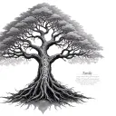 yggdrasil tree of family tree intertwined tattoo design idea