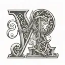 initial L, R, P, B letters tattoo design idea