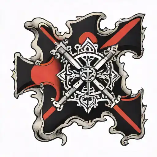cross with Albanian flag tattoo design idea