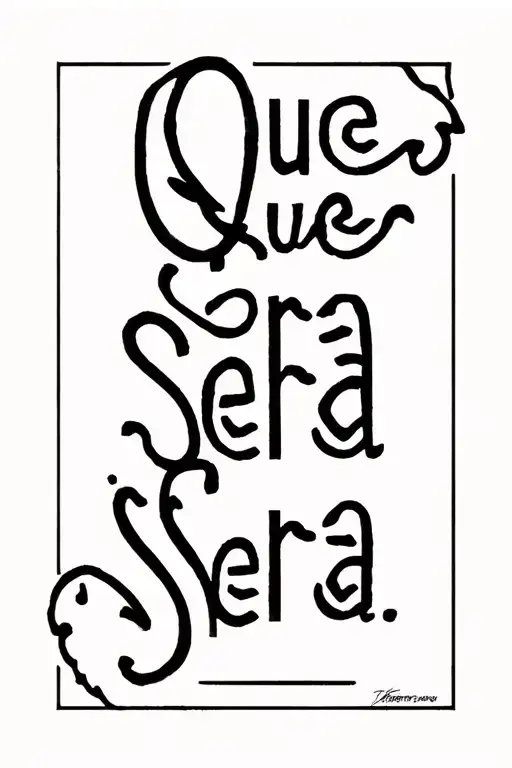 Que Sera Sera Sera" with a straight tattoo design idea