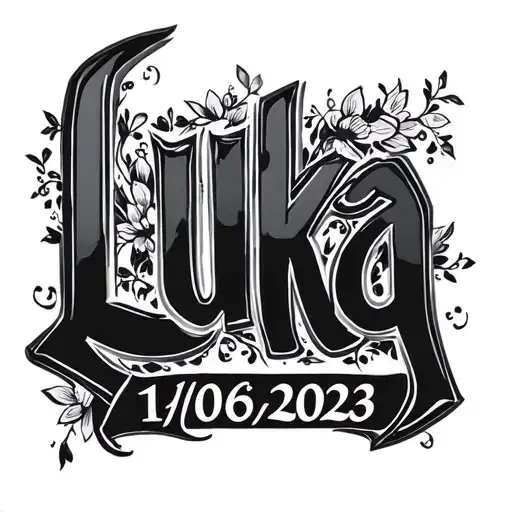"Luka 19/06/2023" name tattoo design idea