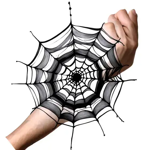 Tattoo with spider web on the elbow spiraling polygons tattoo design idea