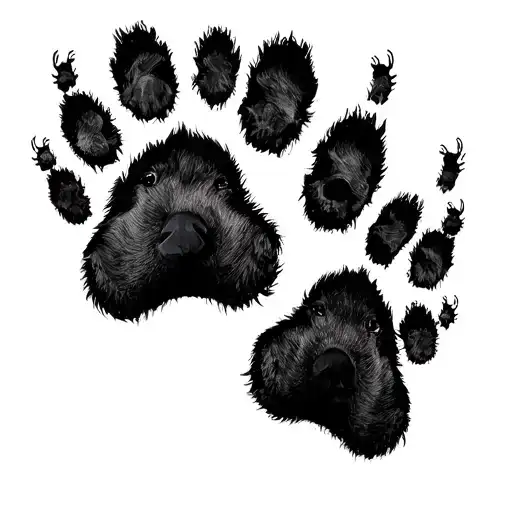 pawprints to memorialize several dogs tattoo design idea