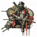 pirate with money duffle and glock tattoo design idea
