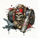 pirate with money duffle and glock tattoo design idea