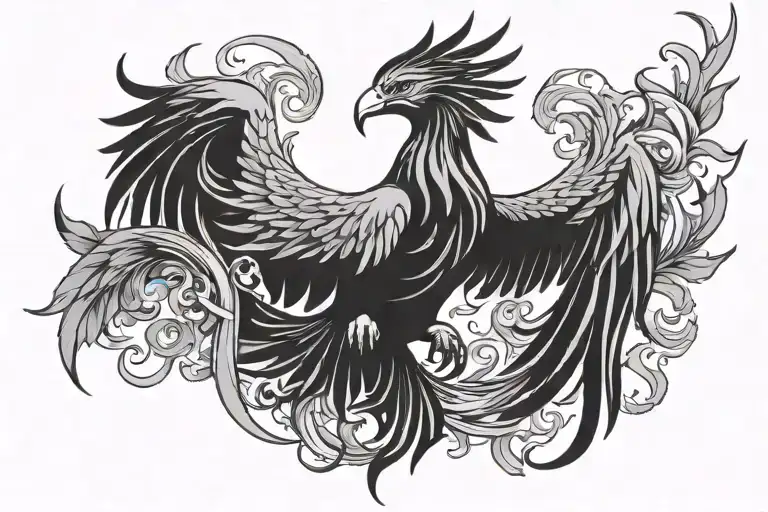 phoenix rising from the ashes symbolizing rebirth tattoo design idea