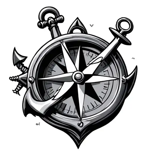compass and anchor tattoo design idea