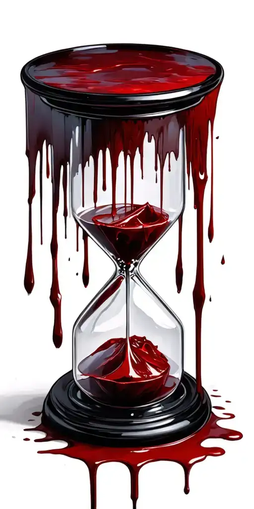 goth inspired hourglass dripping blood tattoo design idea