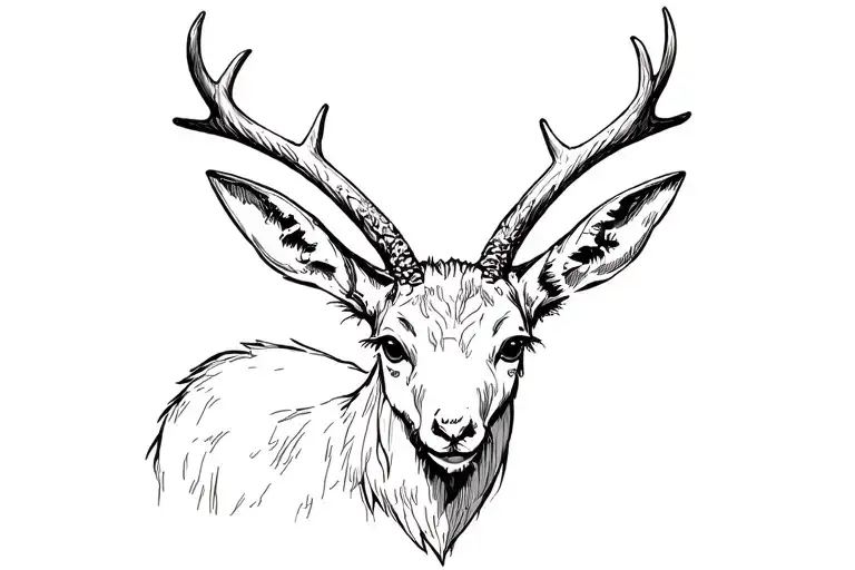 jackalope with ears down tattoo design idea
