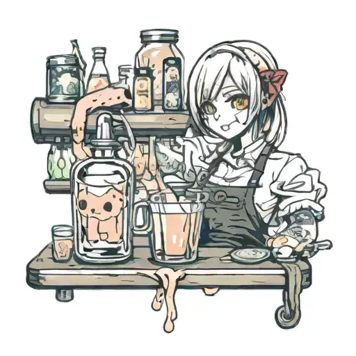 cute creepy bartending shaker pouring tattoo design idea