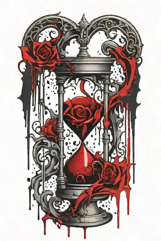 goth inspired hourglass dripping blood tattoo design idea