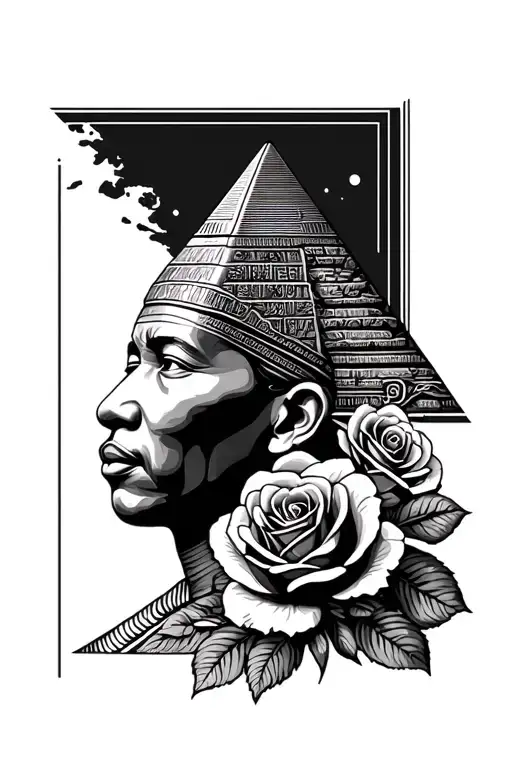 Egypt, pyramids, Mandela, roses, Iceland topography map tattoo design idea