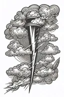 clouds and lighting bolt tattoo design idea