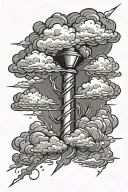 clouds and lighting bolt tattoo design idea