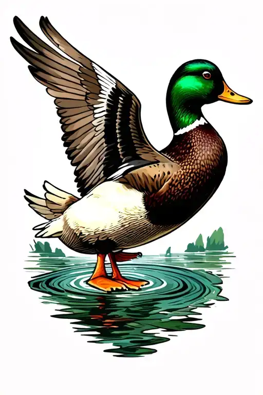 duck flying tattoo design idea
