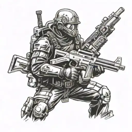 fallout new Vegas NCR ranger with anti material rifle tattoo design idea