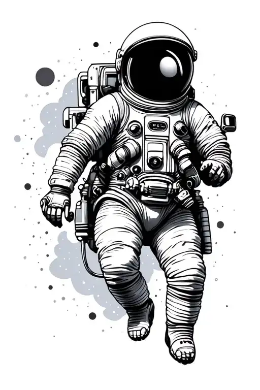 astronaut floating in space tattoo design idea