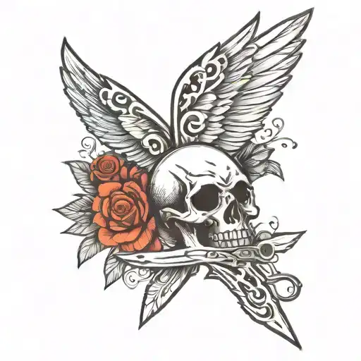 scissors combs and blades The wing tattoo design idea