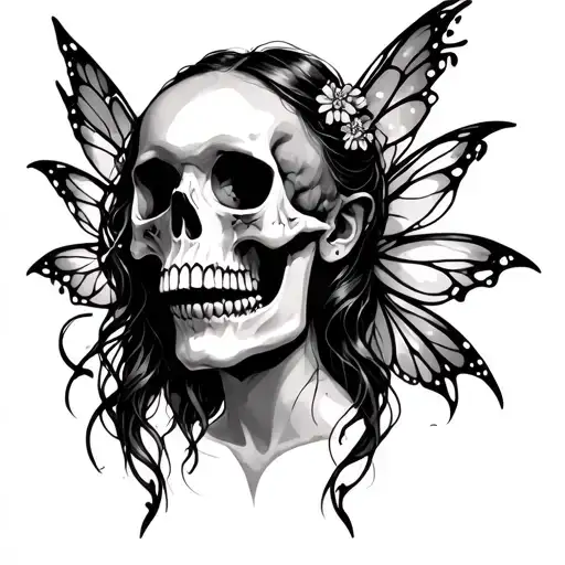 Skull Fairy tattoo design idea