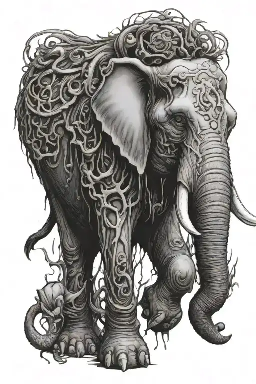 zombie elephant tattoo design idea