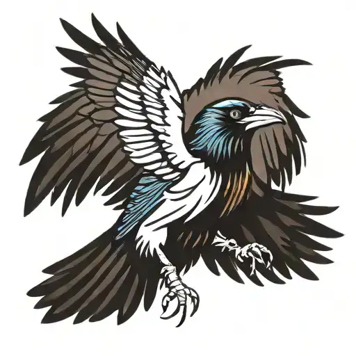 raven with outstretched wings tattoo design idea