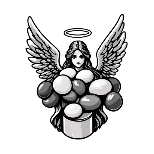 candy skittle with angel wings and halo  tattoo design idea