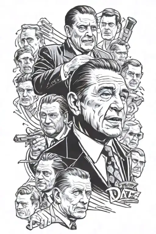 Jimmy Hoffa from the Irishman ,Max Holloway ring moment , Robert Deneiro, Tony Suprano, Frank Lucas, Bumpy Johnson,  tattoo design idea