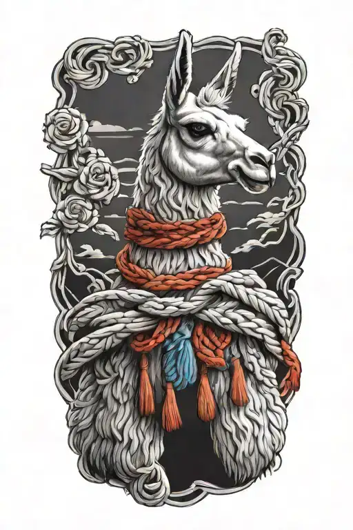 llama knitting a blanket tattoo design idea