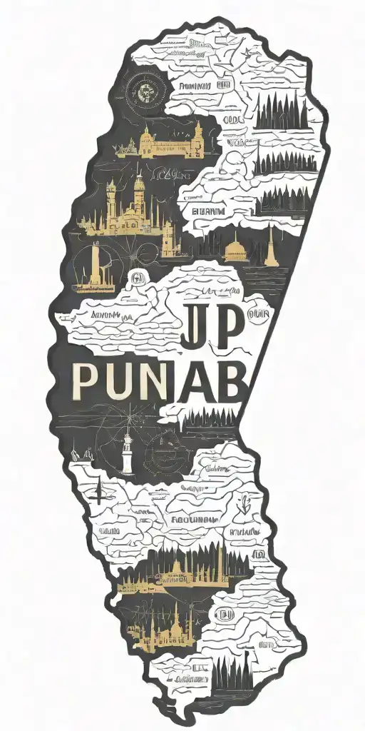 punjab map with punjabj letters G letters tattoo design idea