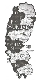 punjab map with punjabj letters G letters tattoo design idea