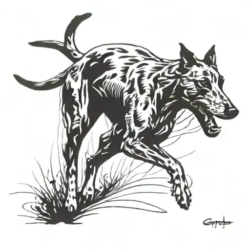 greyhound running siloutte tattoo design idea