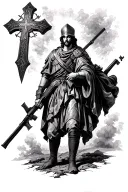 st gabriel as a soldier with Battlefield Cross  tattoo design idea