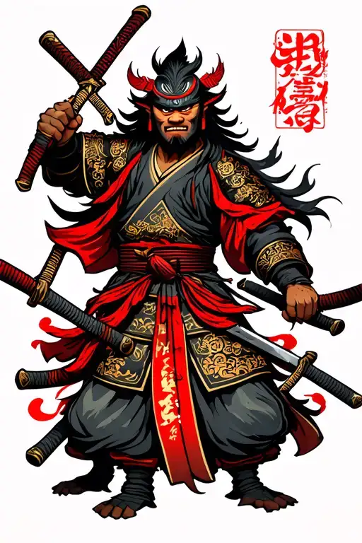 Asura / Samurais Wielding Katanas tattoo design idea