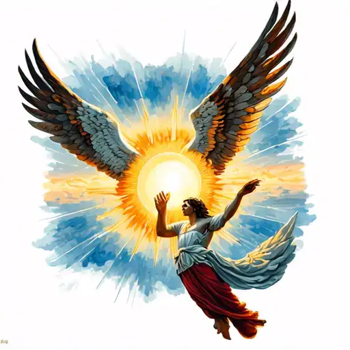 Icarus reaching for the sun rising sun tattoo design idea