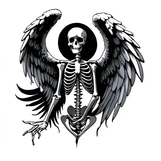 Skeleton Angel Wings tattoo design idea