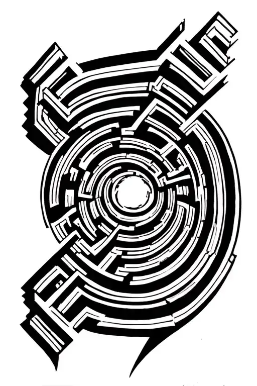labyrinthe 3D tattoo design idea