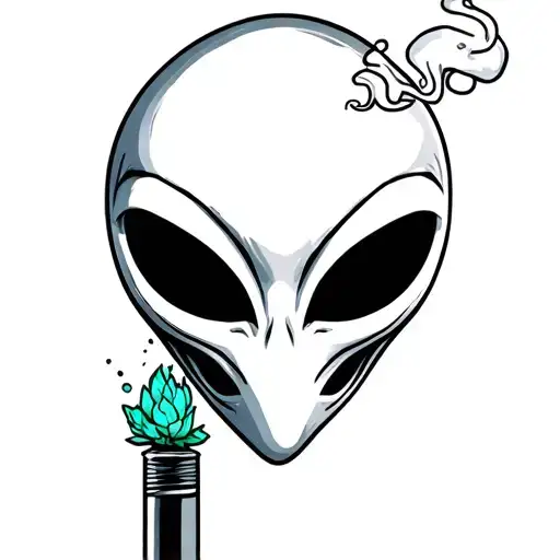 alien smoking tattoo design idea