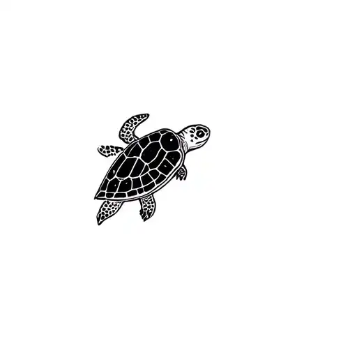japanese turtle playing tattoo design idea