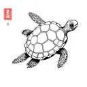 japanese turtle playing tattoo design idea