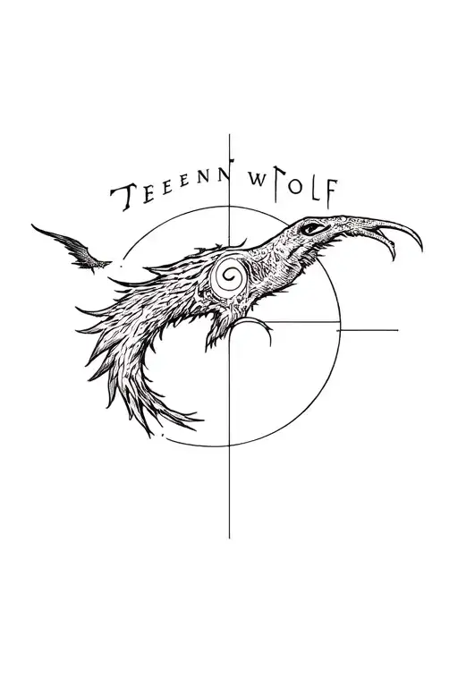 a tattoo in which you can find references to the TV series "Supernatural", the TV series "Teen Wolf", the novel "Harry Potter", tattoo design idea