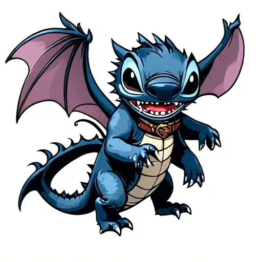 stitch riding toothless the dragon  tattoo design idea
