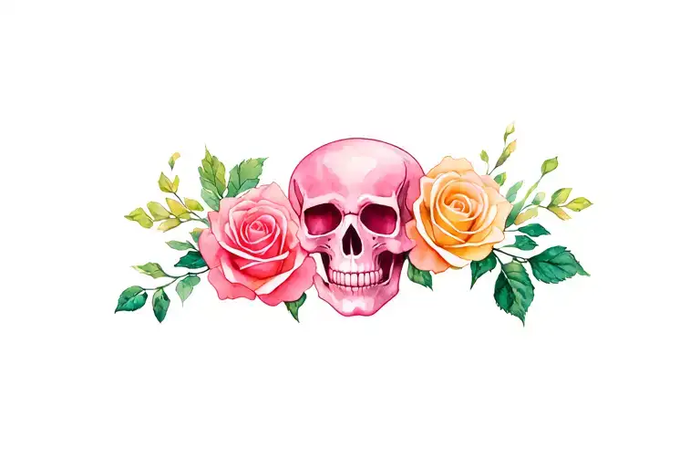 skull and roses  tattoo design idea