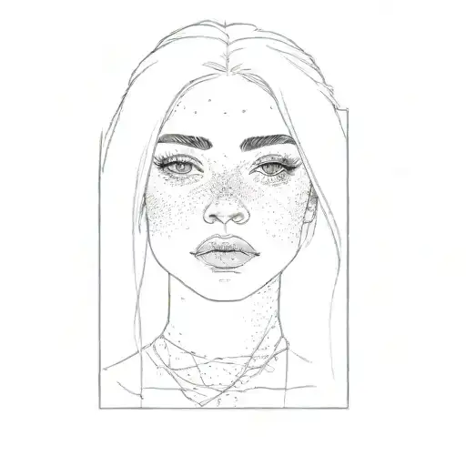 a woman with freckles on her face tattoo design idea