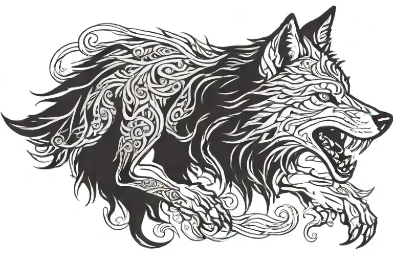 fenrir wolf tattoo design idea
