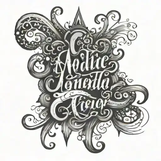 Cursive lettering with gothic shading and effects tattoo design idea