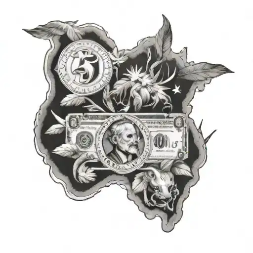 black and white Australian currency sketch  tattoo design idea