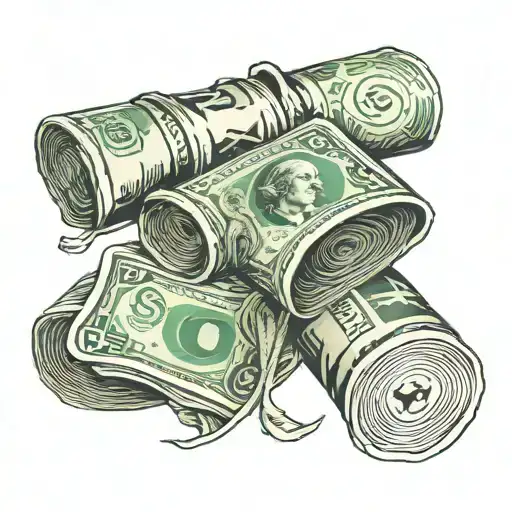 Rolled up $100 Australian Dollar Bills logo tattoo design idea