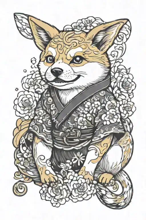 shiba inu pikachu costume tattoo design idea