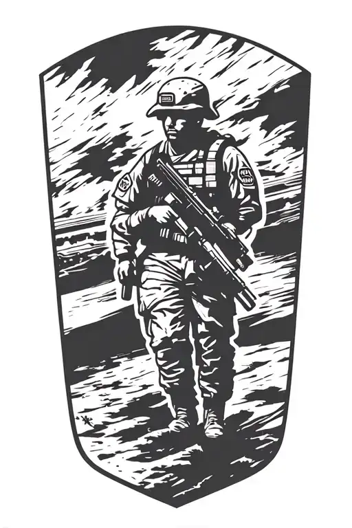 U.S. army Soldier silhouette with 82nd Airborne troops emblem tattoo design idea